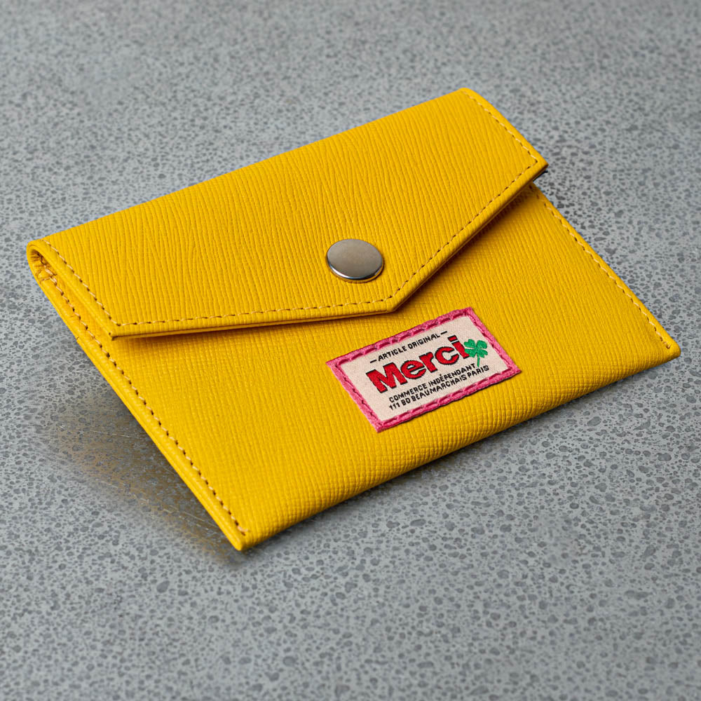 Merci - Porte Carte à Rabat - Jaune