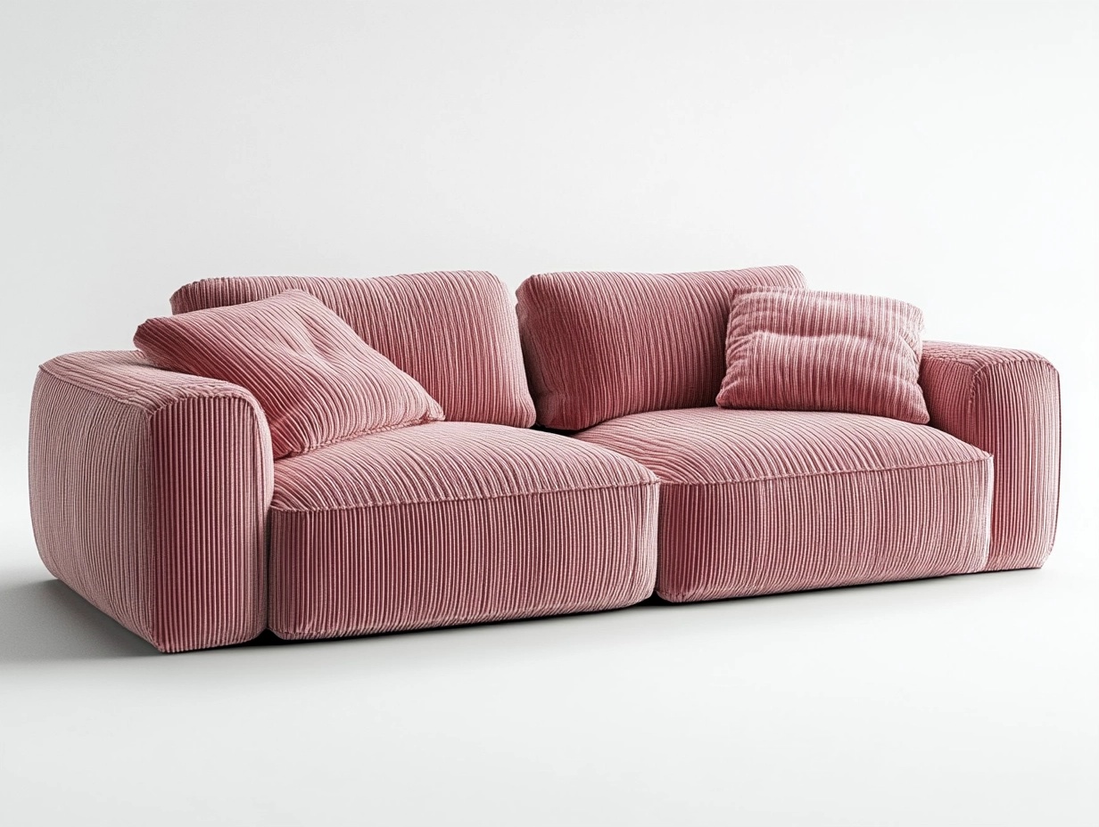 Sofá de terciopelo rosa moderno para sala de estar 210x95x85 cm diseño escandinavo con cojines extraíbles y estructura robusta QR0426647