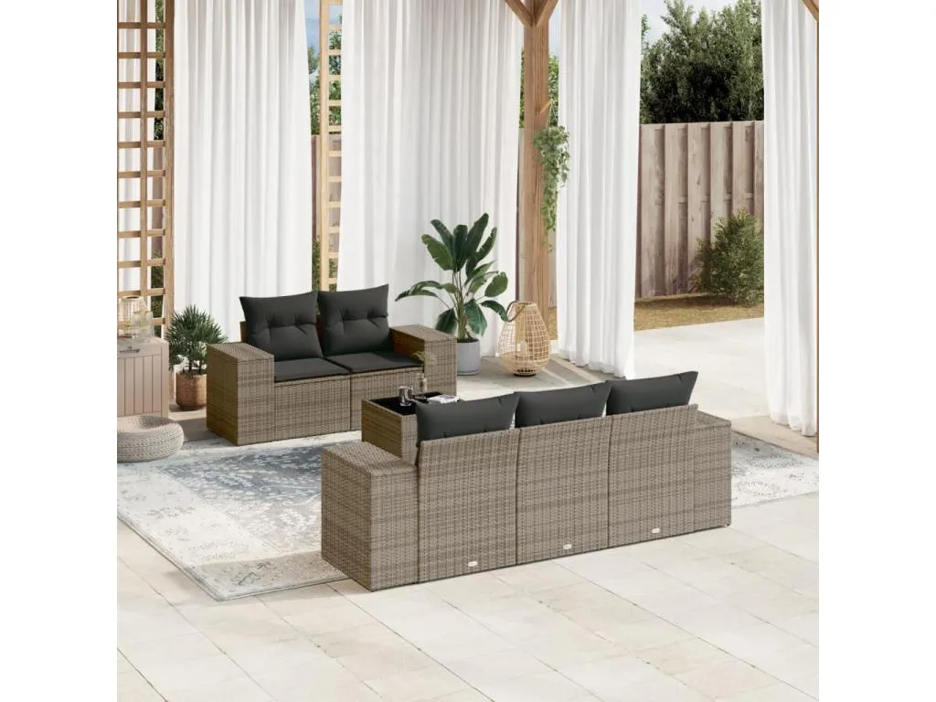 Set de sofás de jardín 12 pzas con cojines ratán sintético gris 60423ocnf