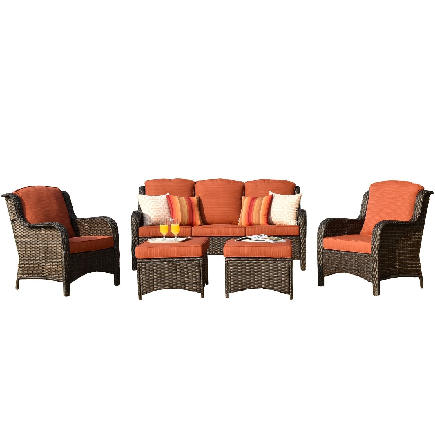 Melanson Wicker/Rattan 5 - Person Seating Group with Cushions
