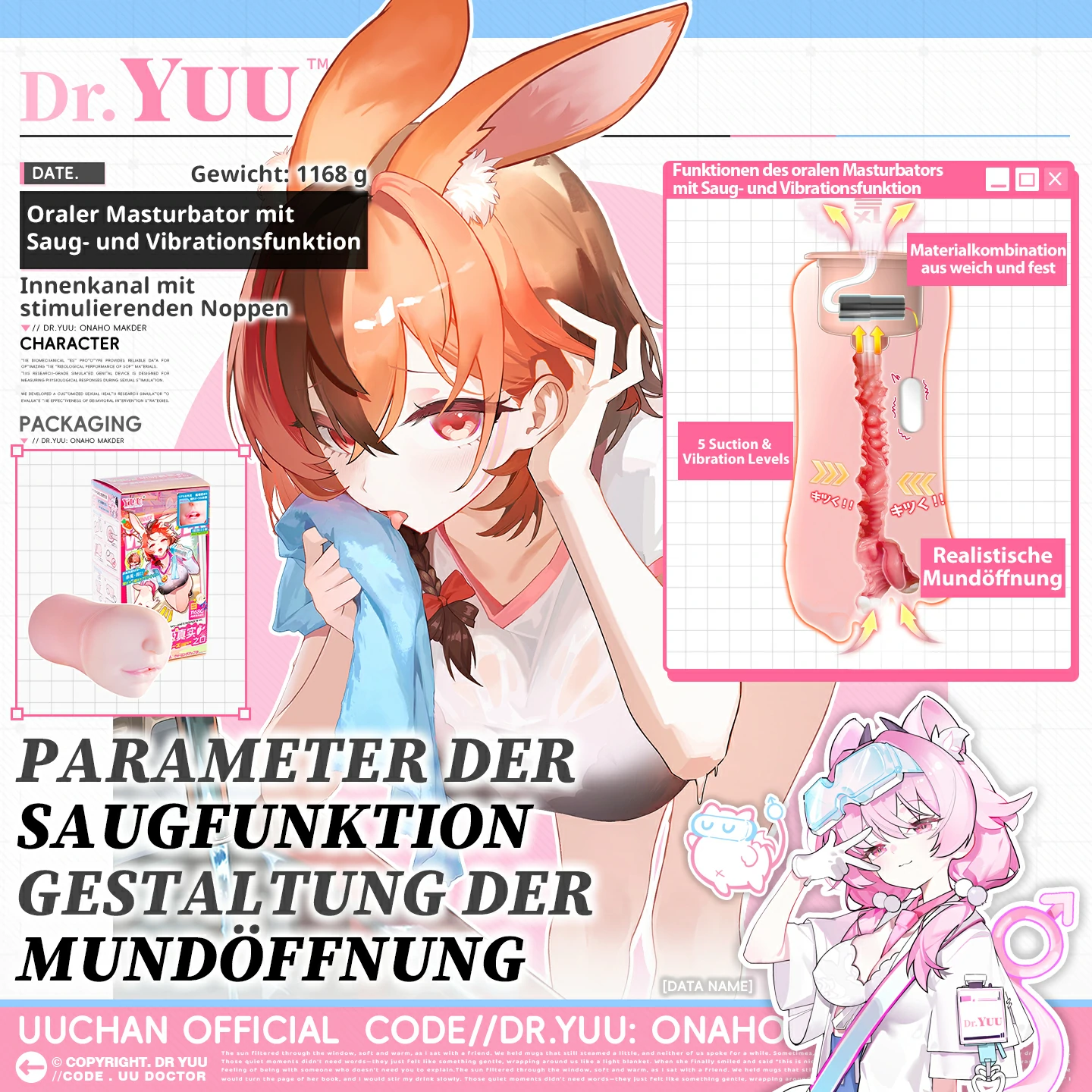 Dr.YUU Männer-Masturbator mit Saugfunktion & 5 Modi | Versand aus Asien – Lieferzeit ca. 10-18 Werktage - DR.YUU™