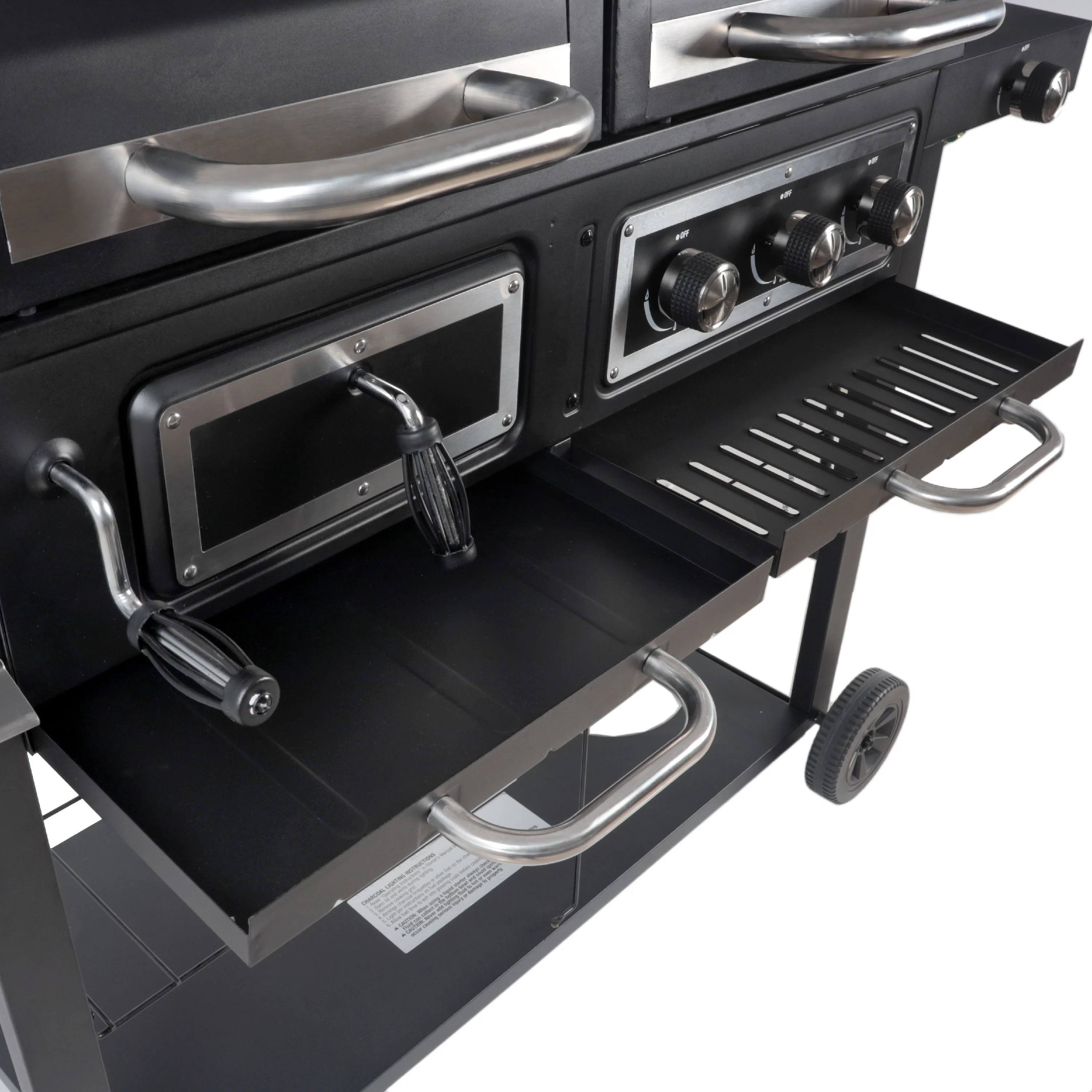 Dual Fuel Gas & Charcoal Combo Grill, Black with Stainless - Image 8
