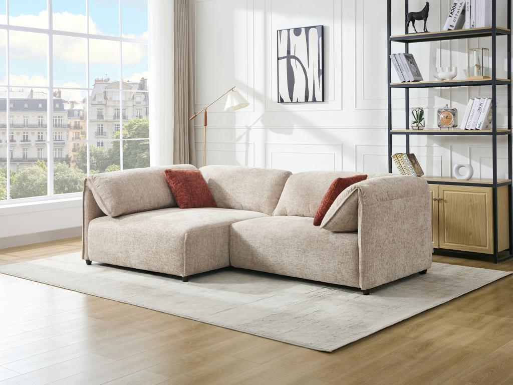 Sofá esquinero izquierdo - tejido texturizado beige
