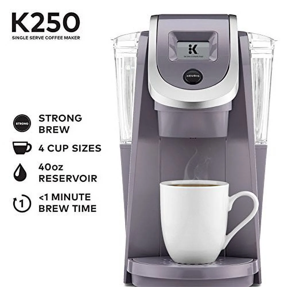 Keurig K250 Coffee Maker, Single Serve K-Cup Pod Coffee Brewer, With Strength Control, Plum Gray