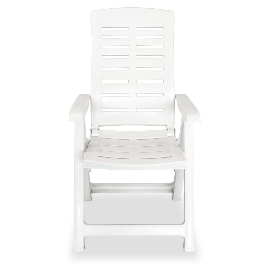 vidaXL Reclining Patio Chairs Outdoor Stack Dining Chair with Armrest Plastic - Image 37