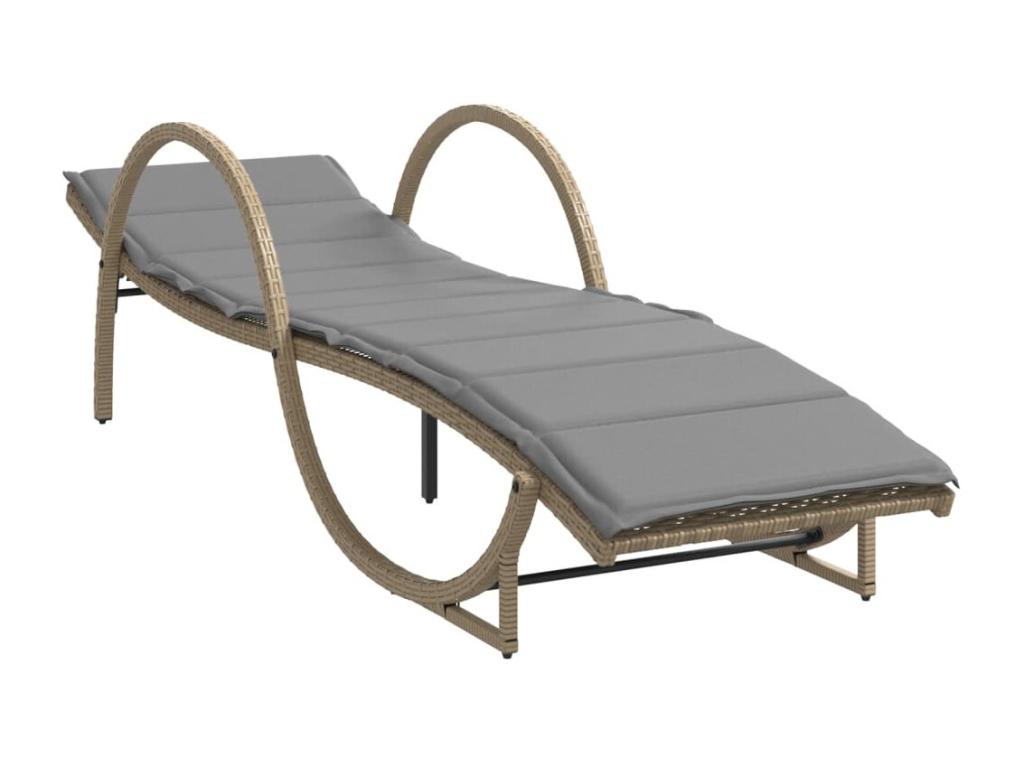 Sillón con cojín beige 60x199x42 cm resina tejida