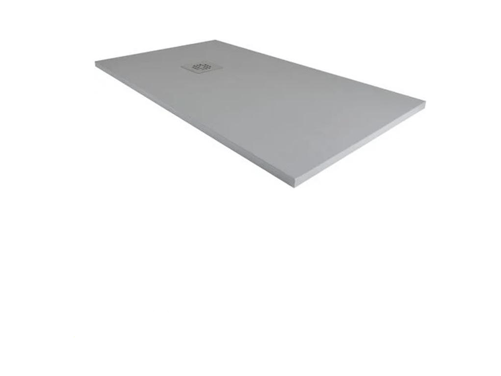 Plato de Ducha 90X195 cm Línea Vulcano Extraplano Gris Oscuro Ral 7005 En Resina Sintética y Polvo de Mármol Con Desagüe Libre