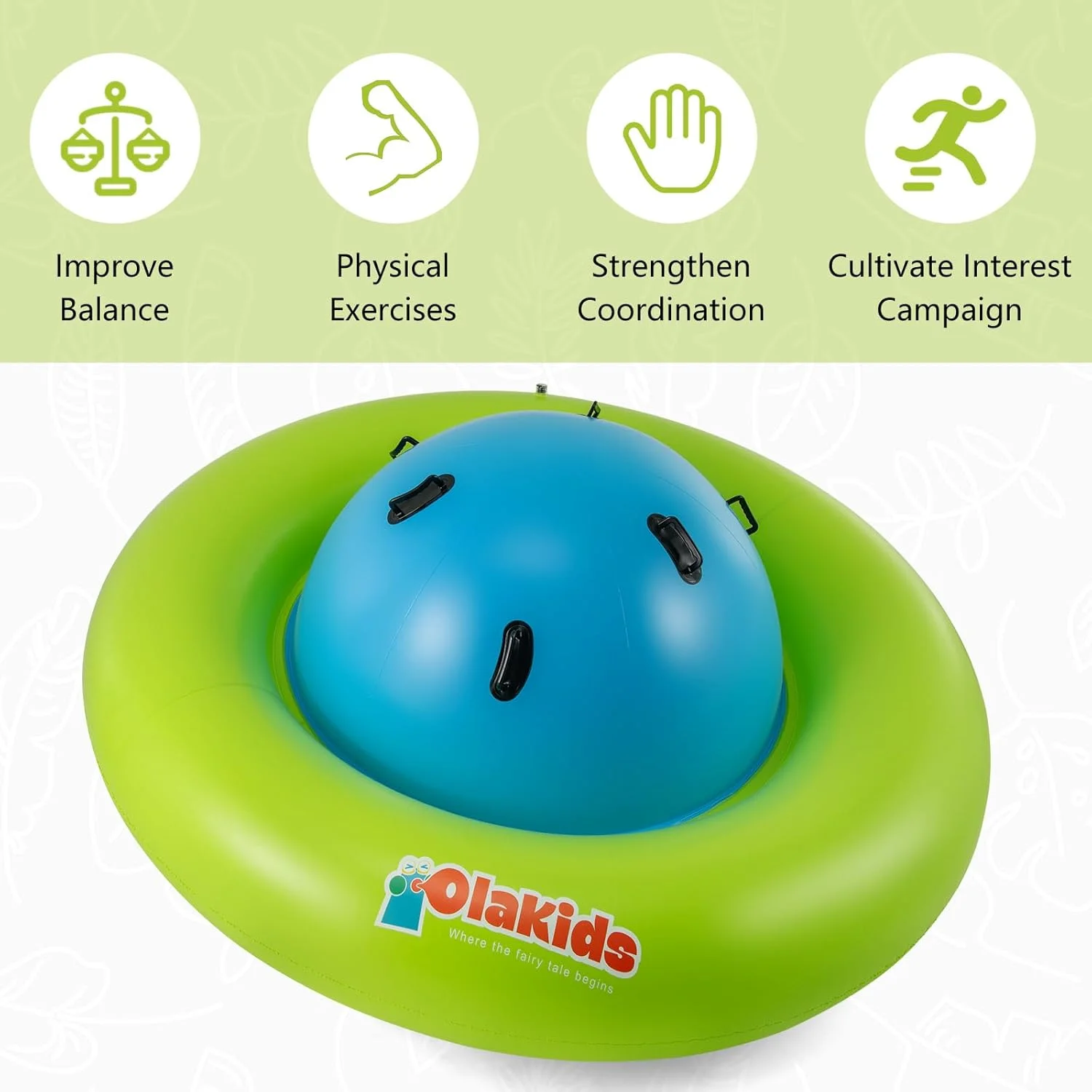 OLAKIDS 8FT Inflatable Dome Rocker Bouncer, Outdoor Kids Giant Roll and Play Seesaw Rocker with 6 Secure Handles, Max Weight 250 LBS, Toddlers Climbing Toy Backyard Play Center Equipment - Image 13