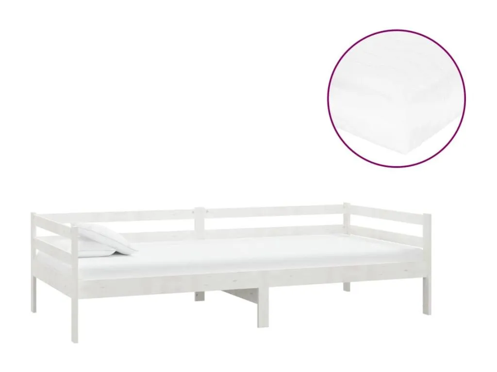 Sofá cama con colchón Andreuworldcasa maciza blanco 90x200 cm