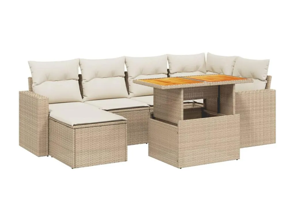 Set de sofás de jardín 11pzas con cojines ratán sintético beige 10960QXCW