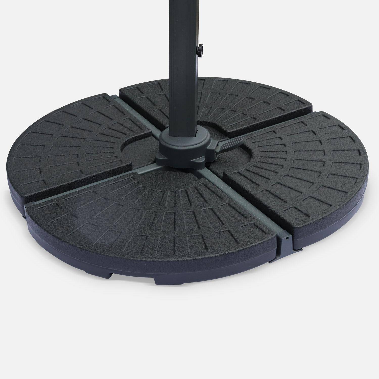 Base redondeada para parasol remoto - Losa lastrada para sombrilla de 48x48cm, set de 4