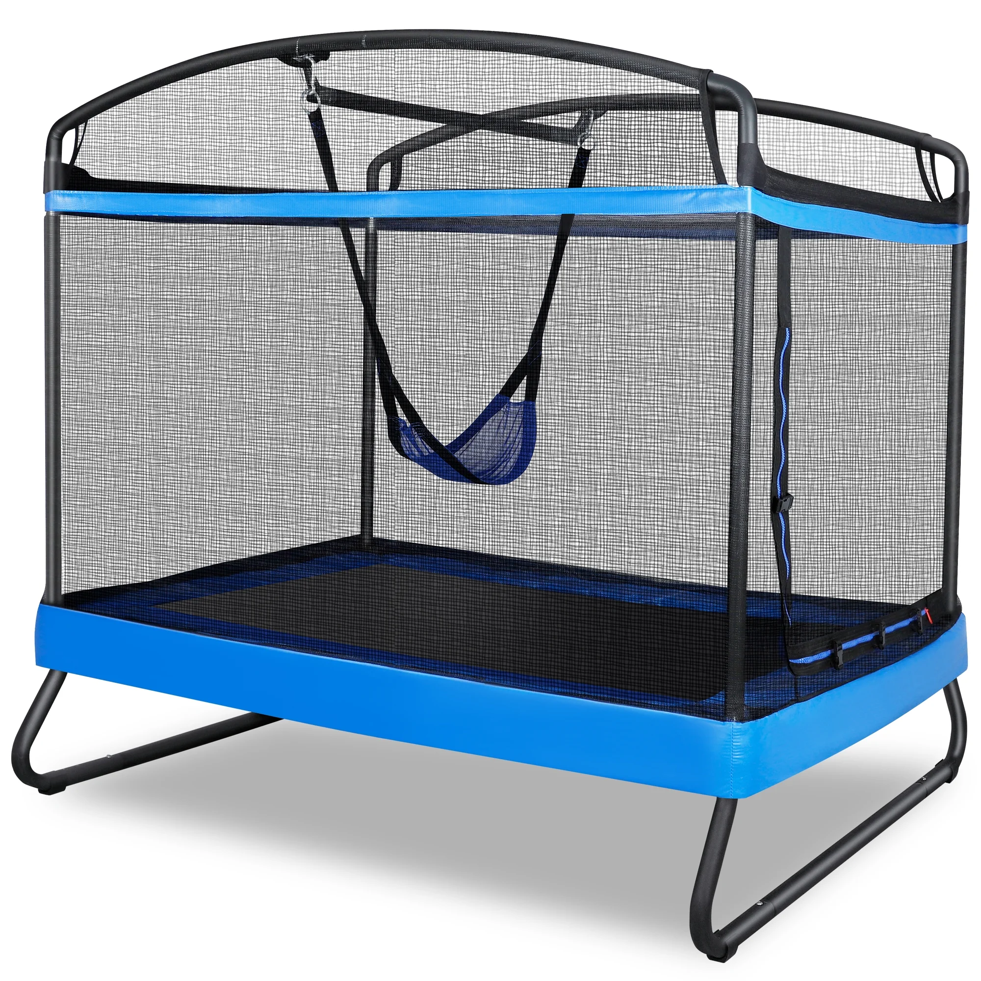 GIKPAL 3-in-1 Kids Trampoline with Swing Set, 6FT Rectangle Toddler Trampoline Indoor/Outdoor for Ages 3-8, Heavy-Duty Jumping Mat for Backyard Play, Blue - Image 6