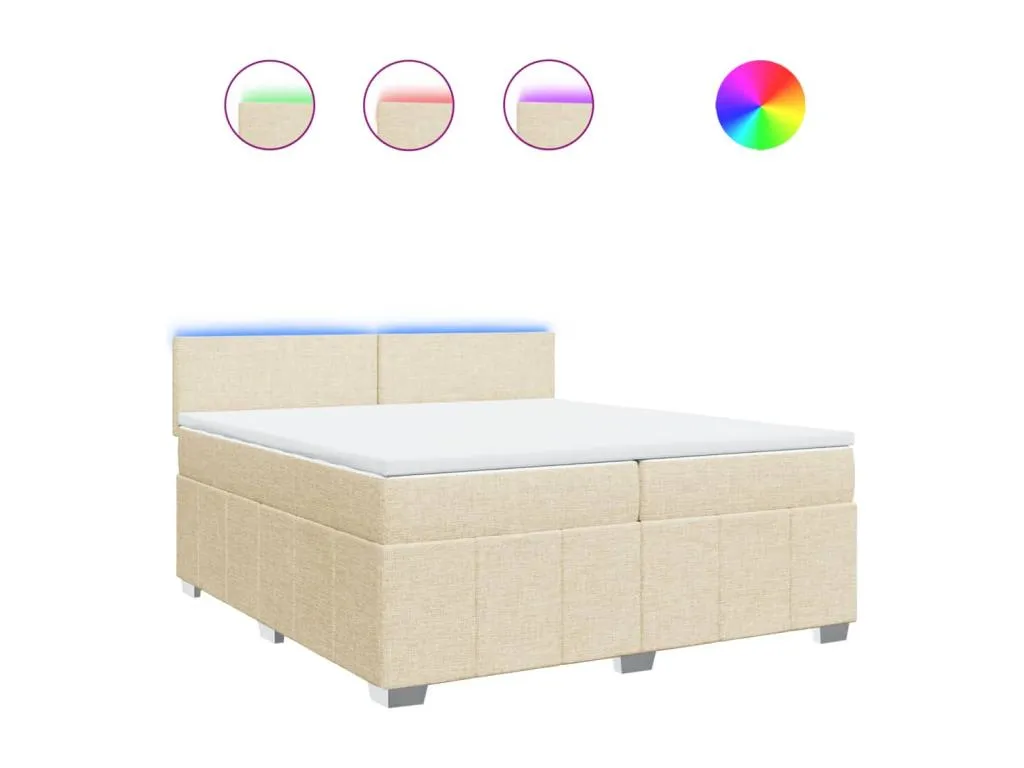 Cama box spring con colchón tela color crema 200x200 cm zrw3520690