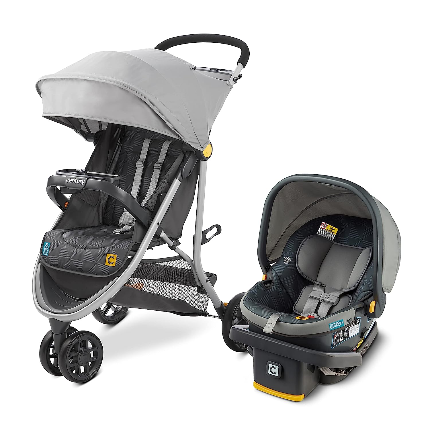 Century Stroll On 3-Wheel 2-in-1 Lightweight Travel System �?Infant Car Seat and Stroller Combo, Metro