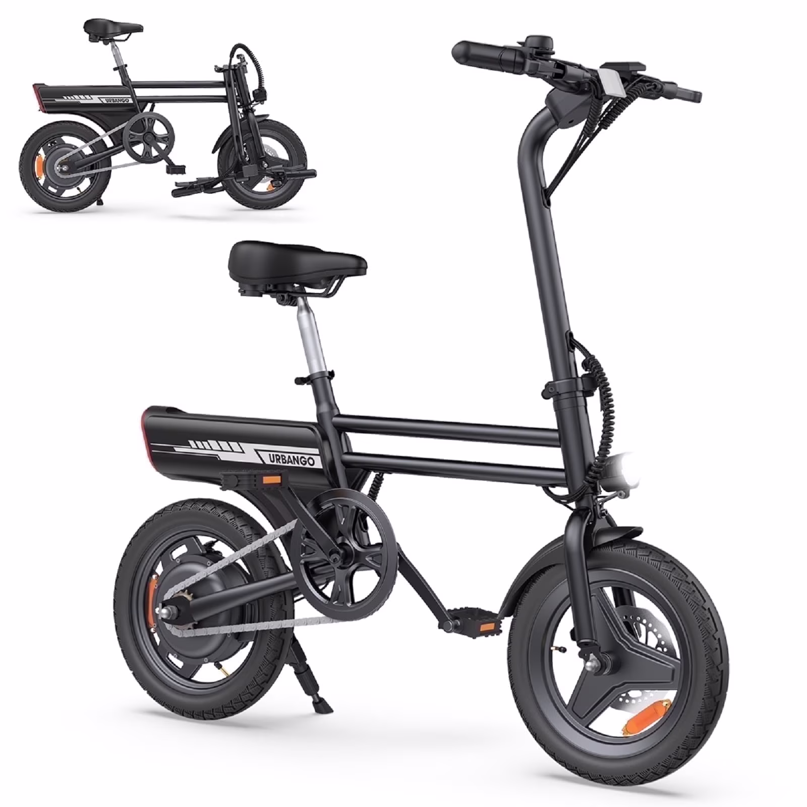 YZRUN Electric Bike 14" Folding Ebike, 500W Peak Motor 40V/9.9AH Battery, Commuter City Ebike for Adults Teens, UL2849, Black