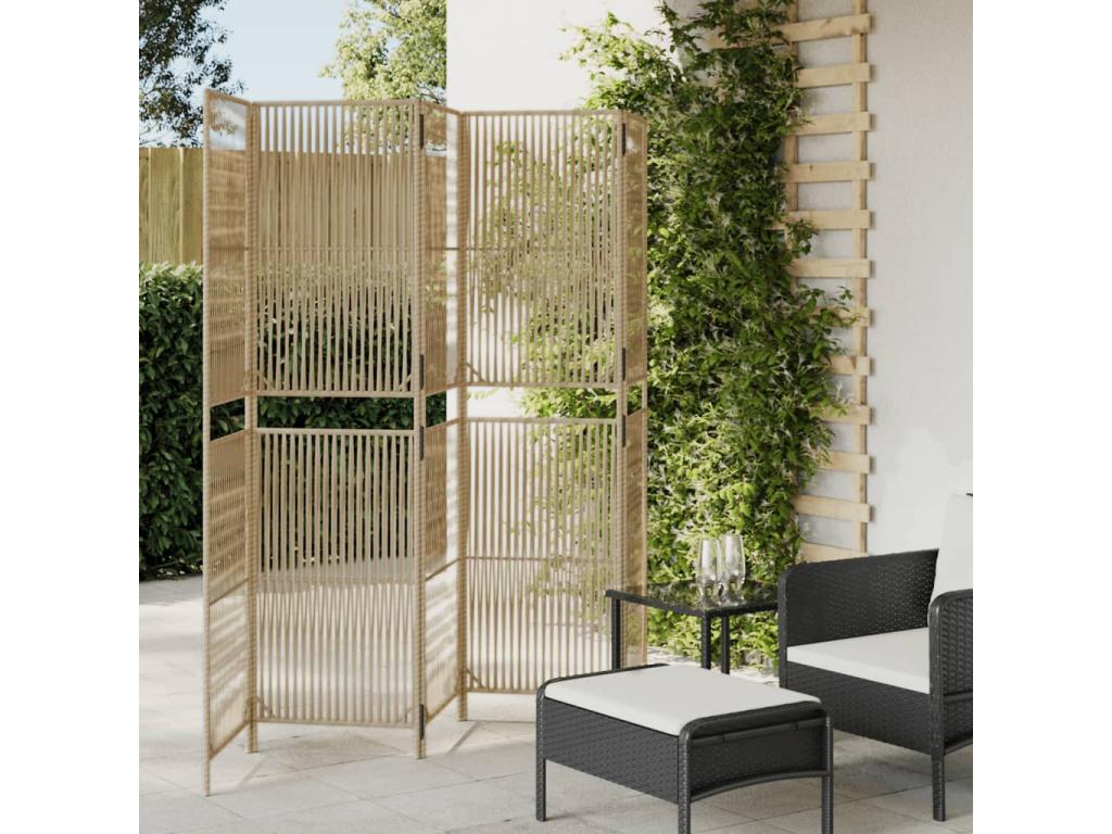 Tabique de resina tejida de 5 paneles beige