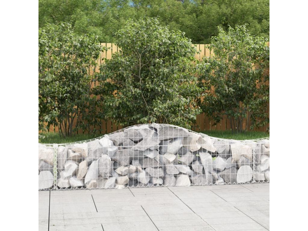Cestas de gaviones arqueadas 9 piezas 200x30x40/60 cm Hierro galvanizado