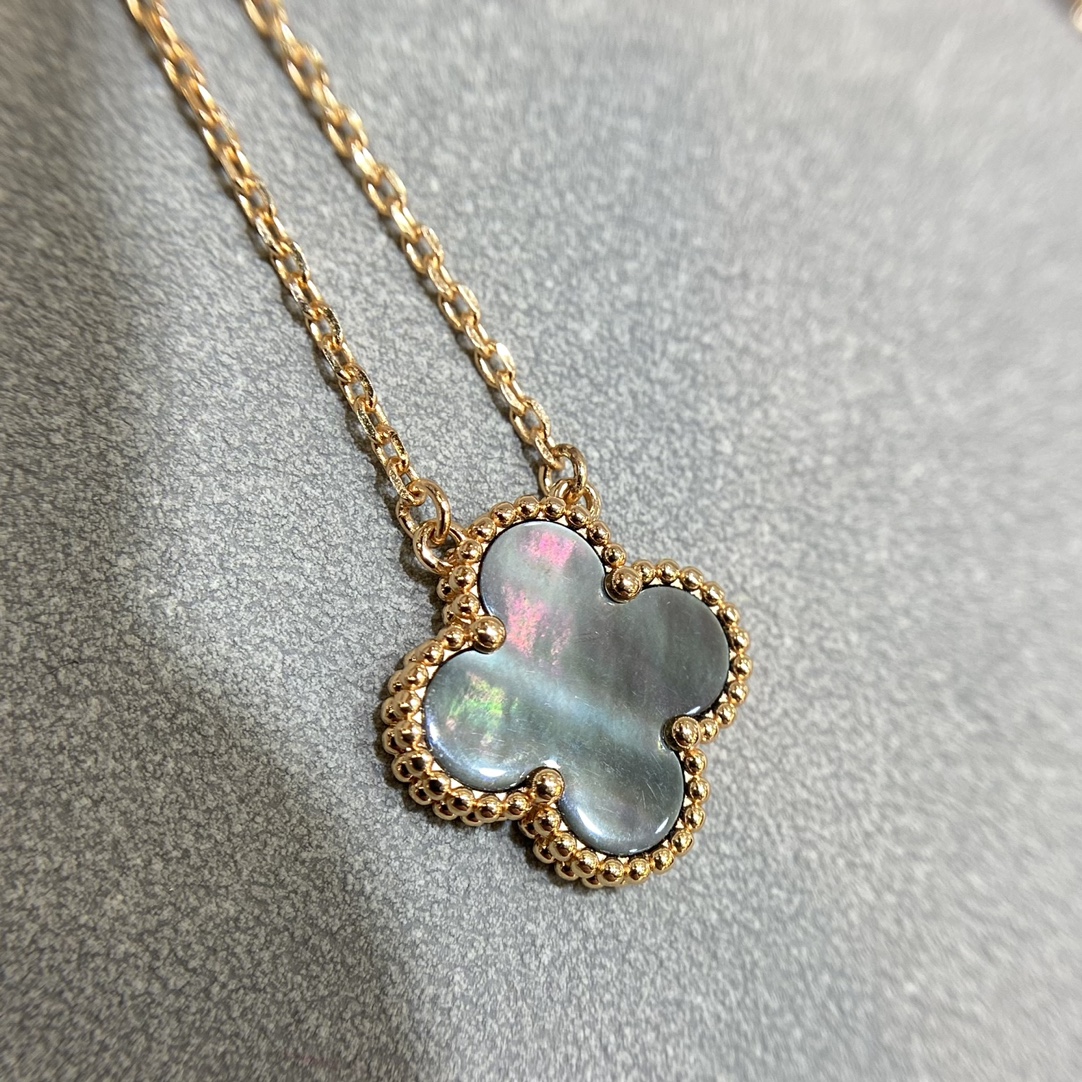 VCA Rose Gold Gray Mother of Pearl Clover Pendant Necklace - Original Replica Club