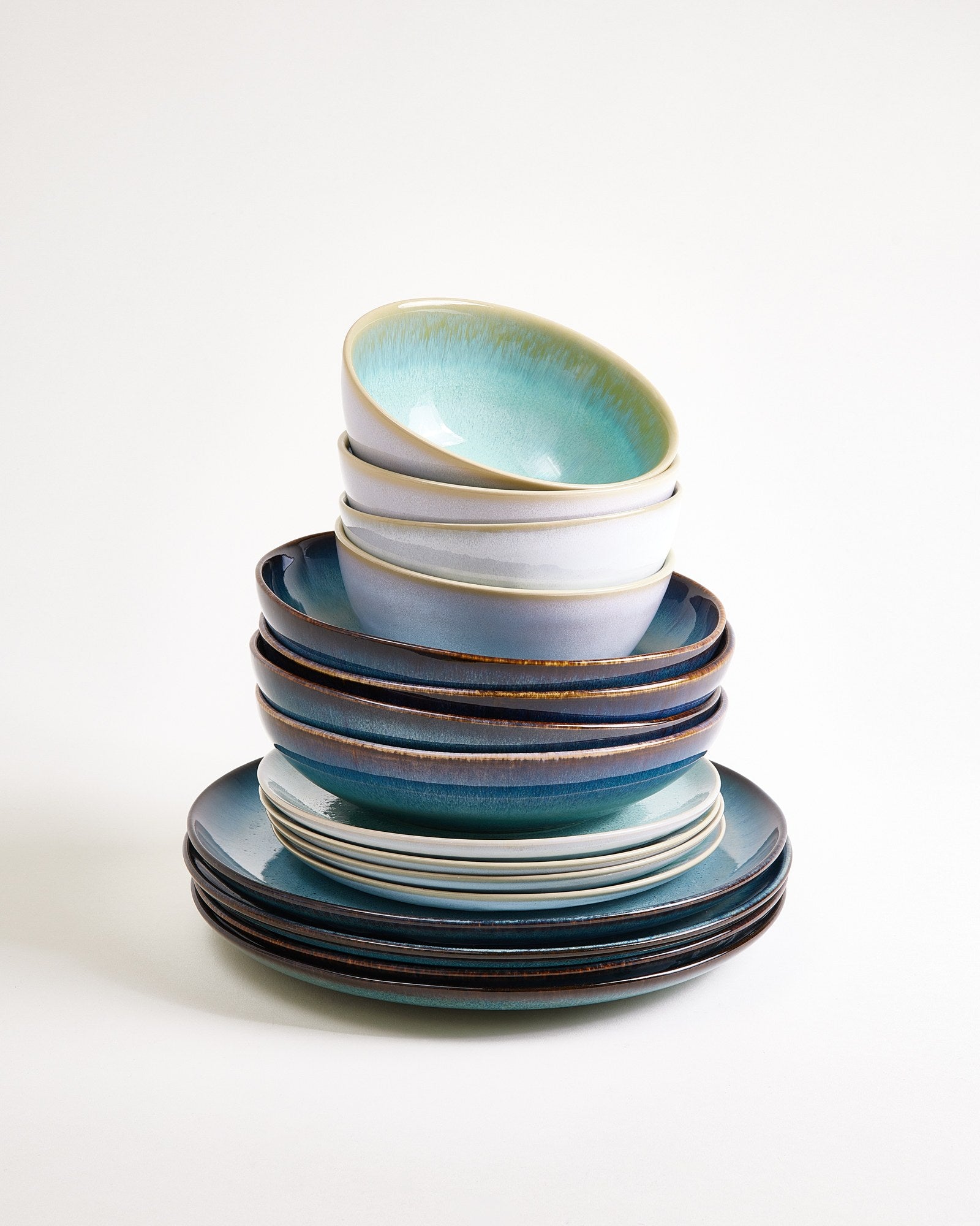 Geschirr-Set classic Ocean Vibes grünblau mint 16-teilig