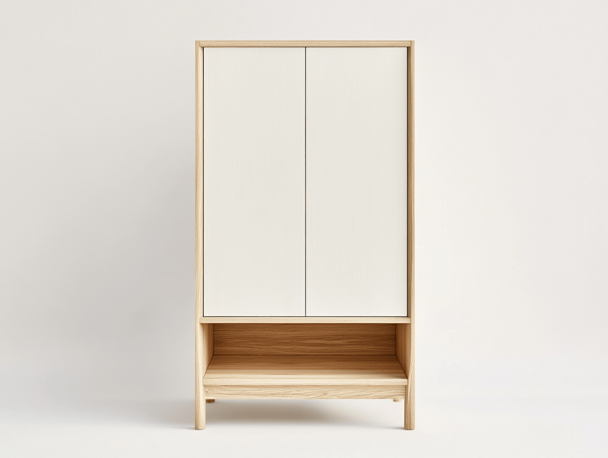 Armario rectangular blanco con 2 puertas y estante inferior madera 60x40x120cm entrada almacenamiento moderno