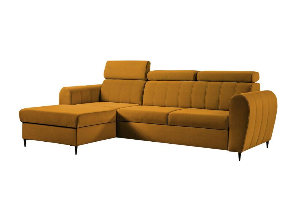Sofá rinconero Nidolux 126 Amarillo Función de descanso Caja de ropa de cama 262x175cm