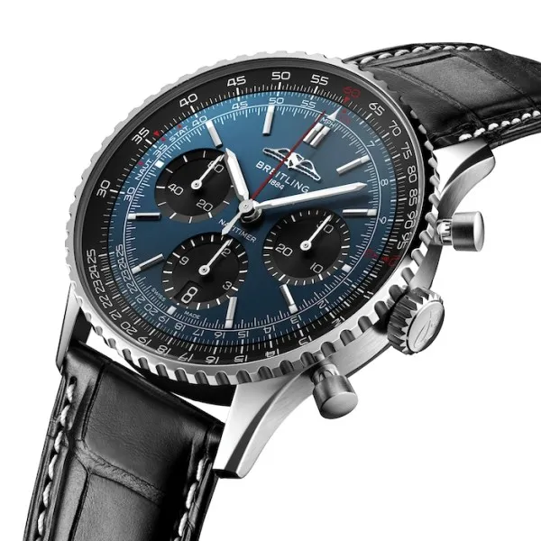 Breitling Navitimer Men Automatic Blue Alligator Watch AB0139241C1P1
