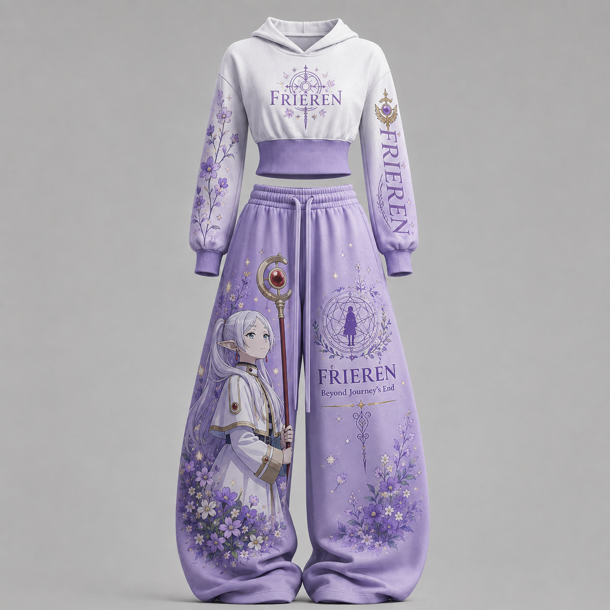 FRIEREN Hoodie & Pants TwoPiece Tracksuit Set TeeThreads Sustain the Scene with Custom Apparel