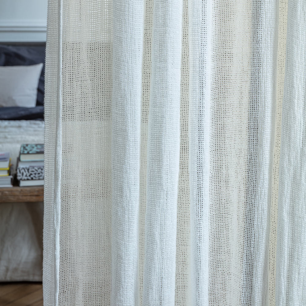 Voile natté en lin lavé - Blanc Optique