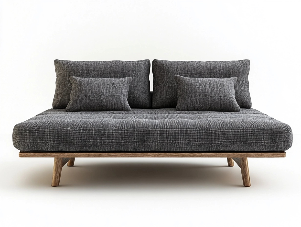 Sofá cama doble 180x90cm para sala estilo moderno minimalista tapizado en tela gris estructura de madera jg1571614