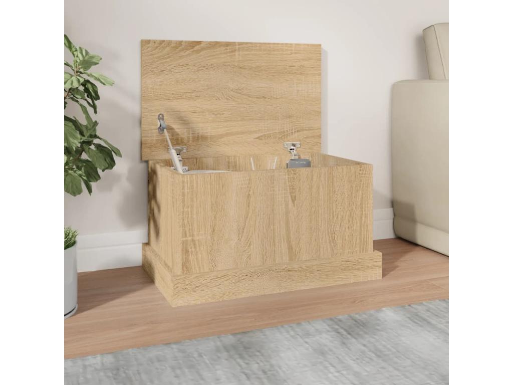 Hogarlujo Baúl almacenaje madera contrachapada roble sonoma 50x30x28 cm Marrón