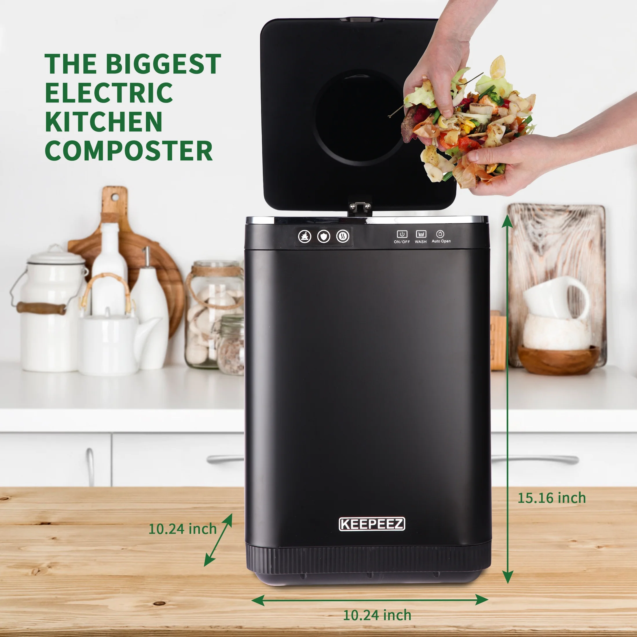 KEEPEEZ 4L Large Capacity Odoroster for Kitchen,Turn Food Waste to Fertilizer for Garden, Food Waste Compost Machineless Quiet Electric Comp - Image 6