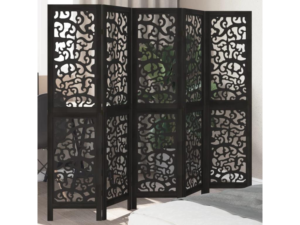 Tabique negro de 5 paneles de madera maciza de paulownia