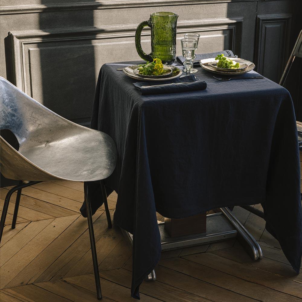 Nappe en lin lavé - Bleu Encre