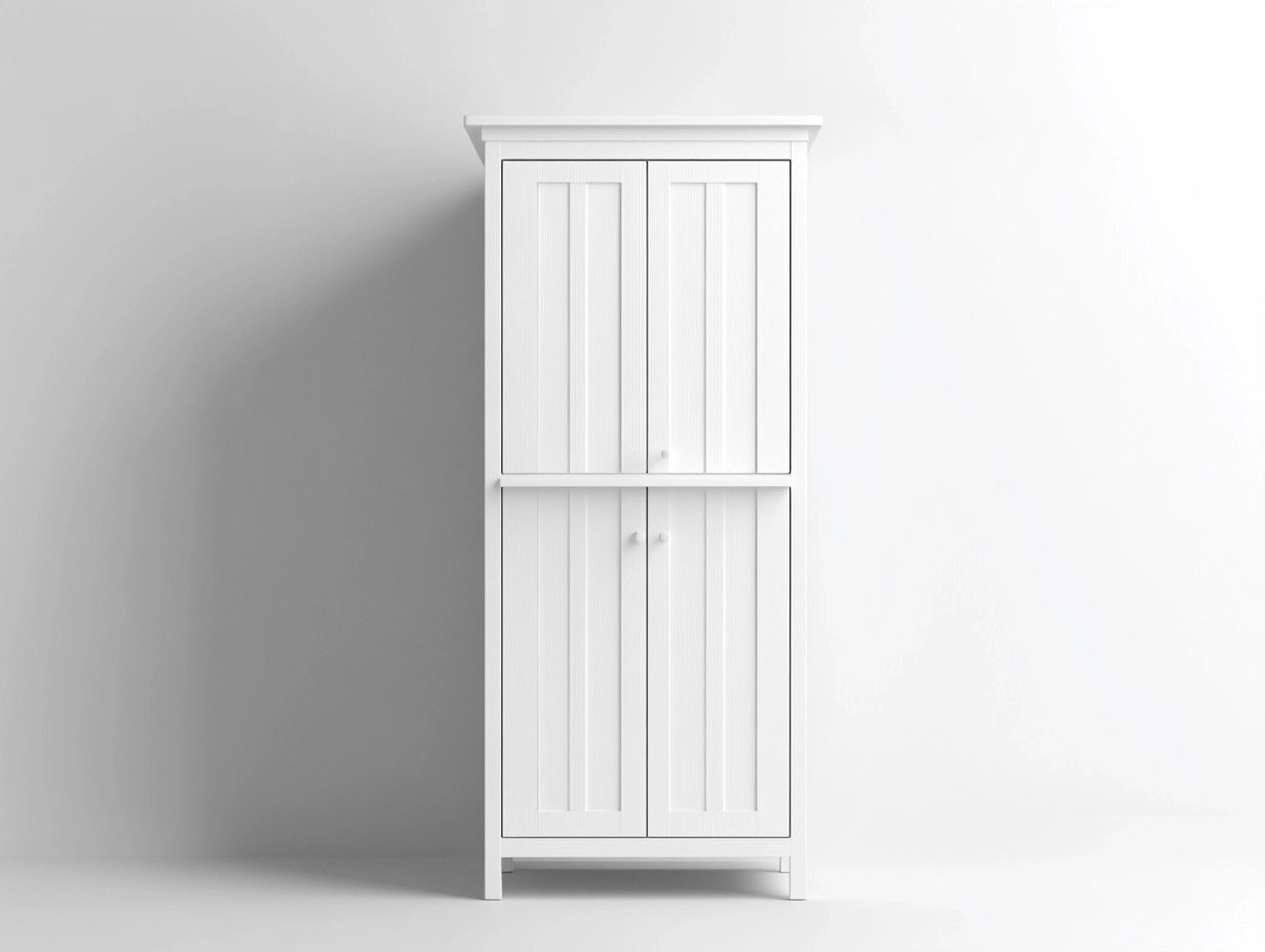 Armario alto blanco de madera 180x80x40cm para dormitorio estilo moderno con doble puerta almacenamiento sk5518316