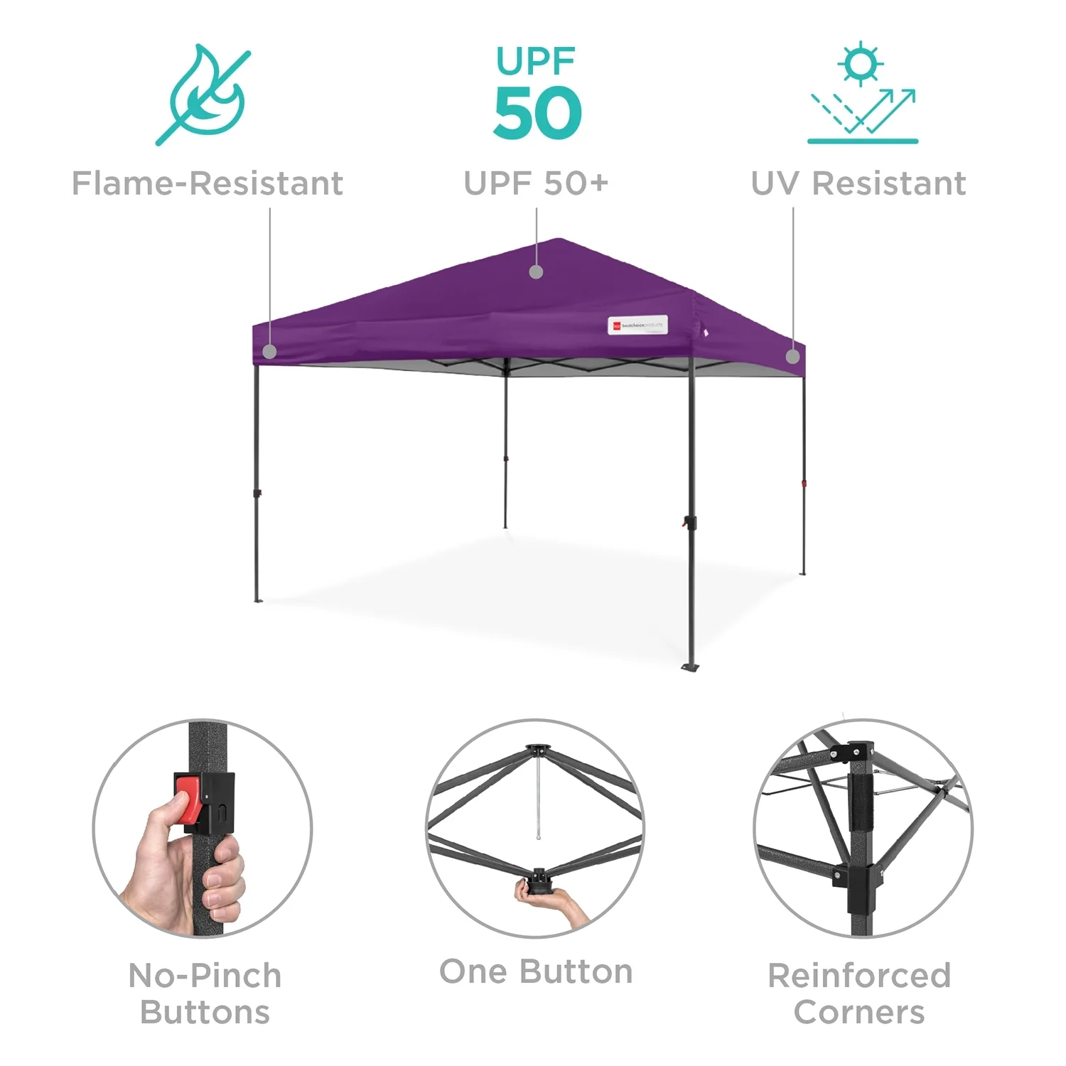 Best Choice Products 12x12ft Easy Setup Pop Up Canopy w/ 1-Button Setup, Wheeled Case, 4 Weight Bags - Navy Blue - Image 57