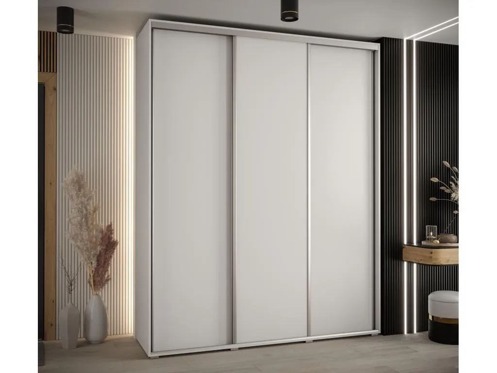 Armario Davos 1 corredero 235,2x200x60 cm 3 puertas blanco/plata faj2866700
