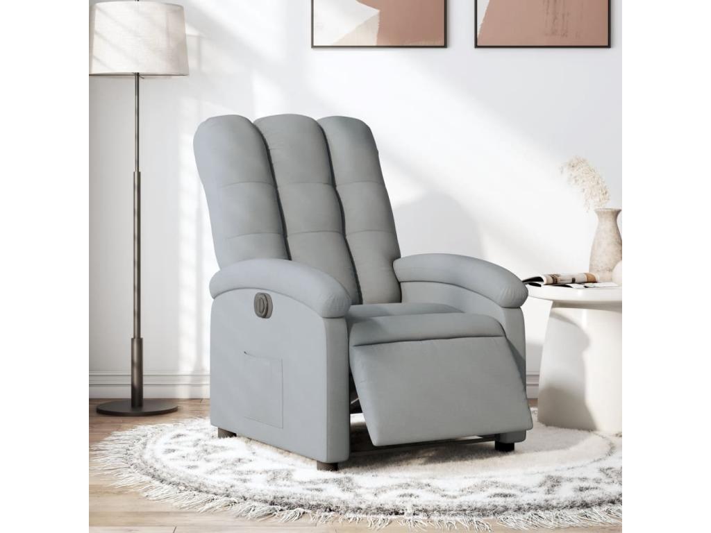 Sillón reclinable eléctrico tela gris claro