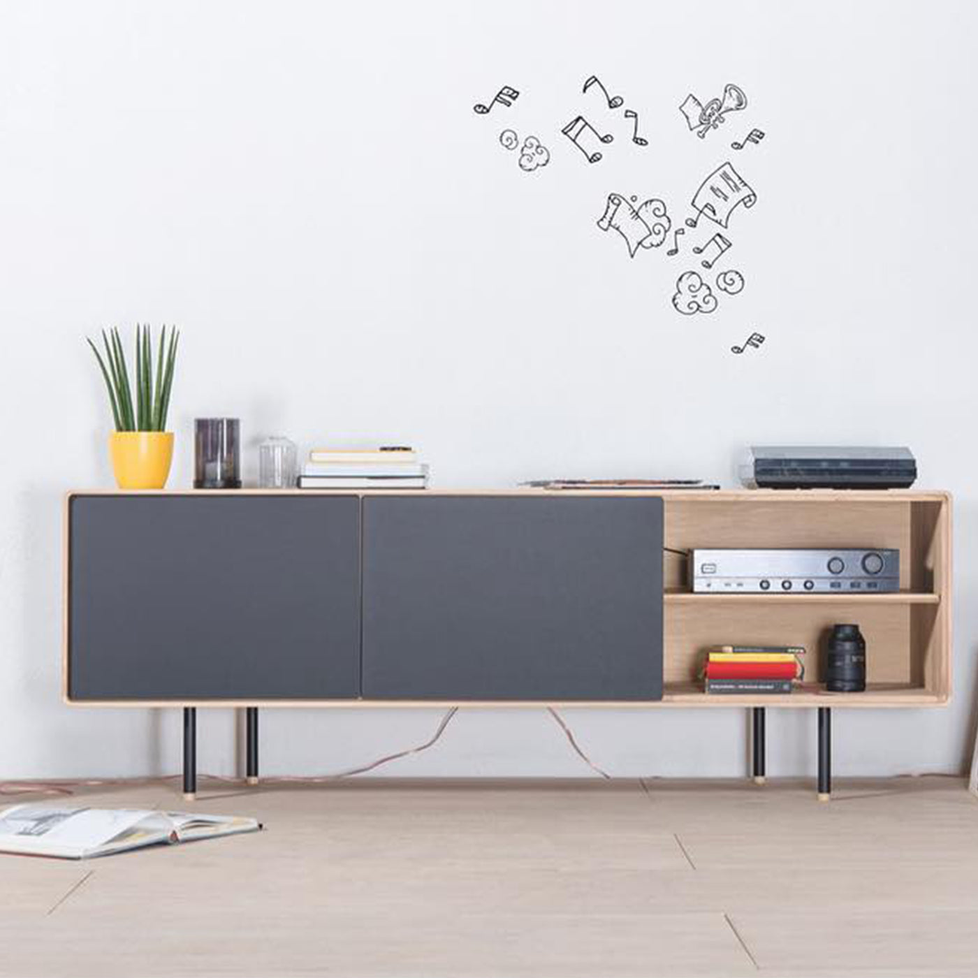 Gazzda Fina Sideboard Houten Dressoir Whitewash   Nero - 180 cm
