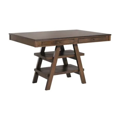 9-Piece Counter Height Dining Set in Ferrara Walnut and Brown
