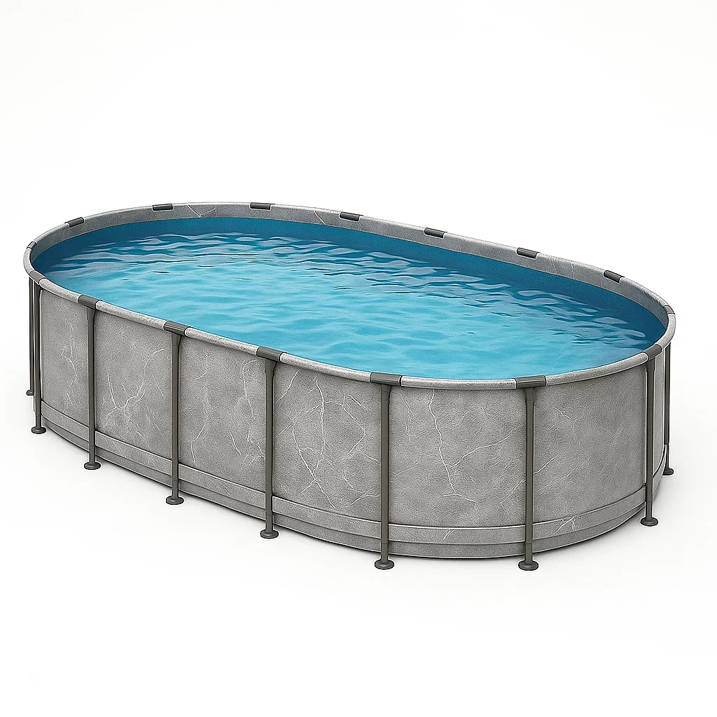 Piscina tubular ovalada 418x243x98 cm Gris UwOLRSp127um