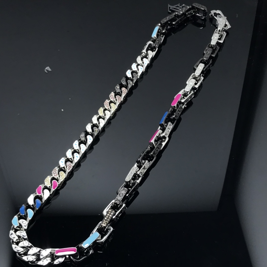 Louis Vuitton Cuban Chain Monogram Necklace Mens - Original Replica Club