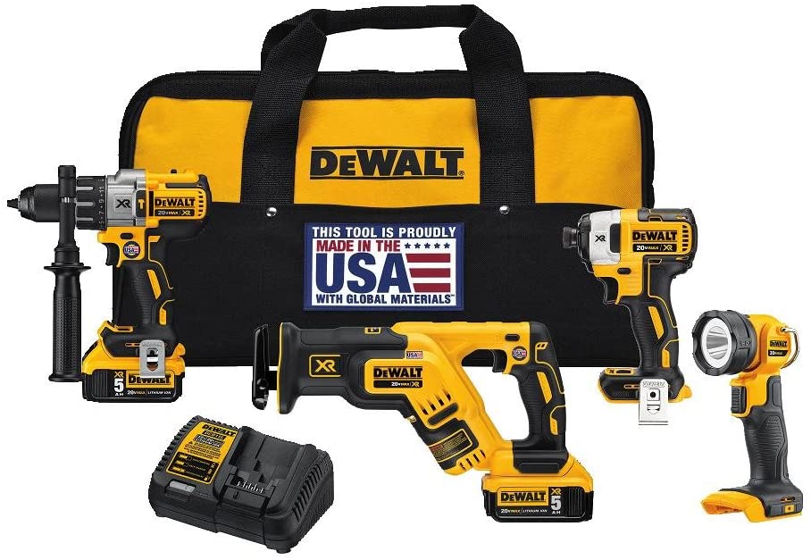 DEWALT 20V MAX XR CORDLESS DRILL COMBO KIT, 4-TOOL (DCK494P2)