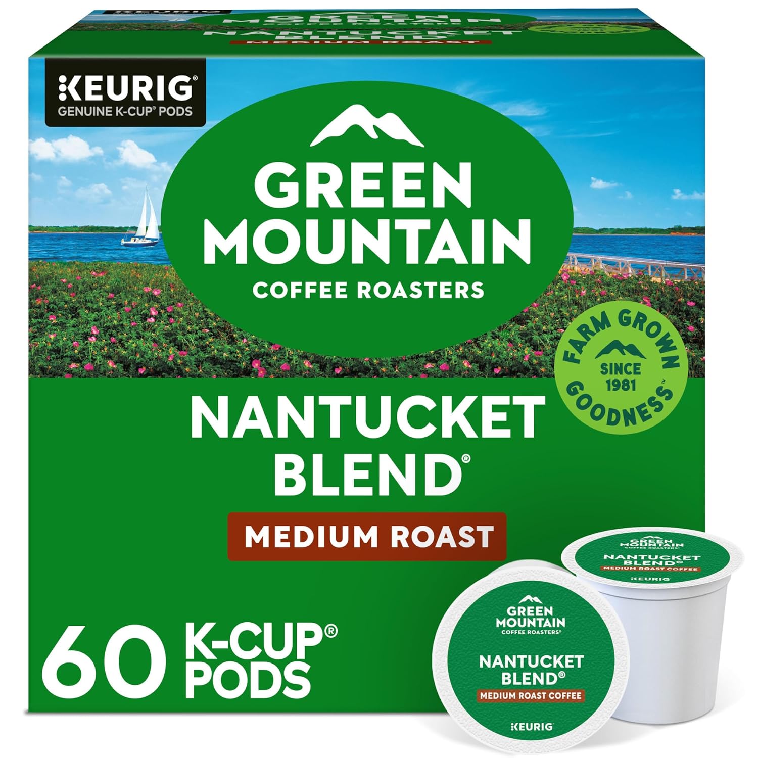Green Mountain Coffee Roasters Nantucket Blend. Keurig Single Serve K-Cup Pods. Medium Roast Coffee. 60 Count. (6 Packs of 10)