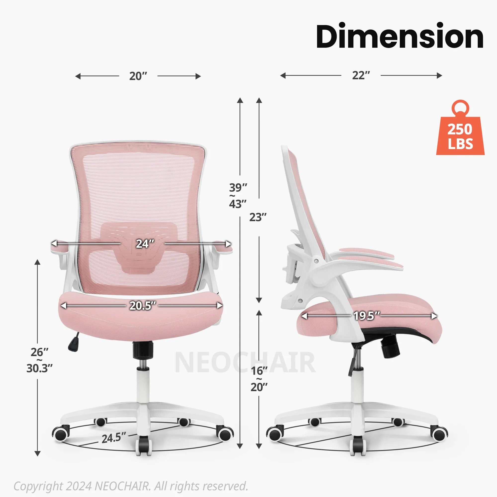 NEO CHAIR Ergonomic Office Chair, Adjustable High Back Mesh Desk Chair with Flip-up Arms, Black - Image 29