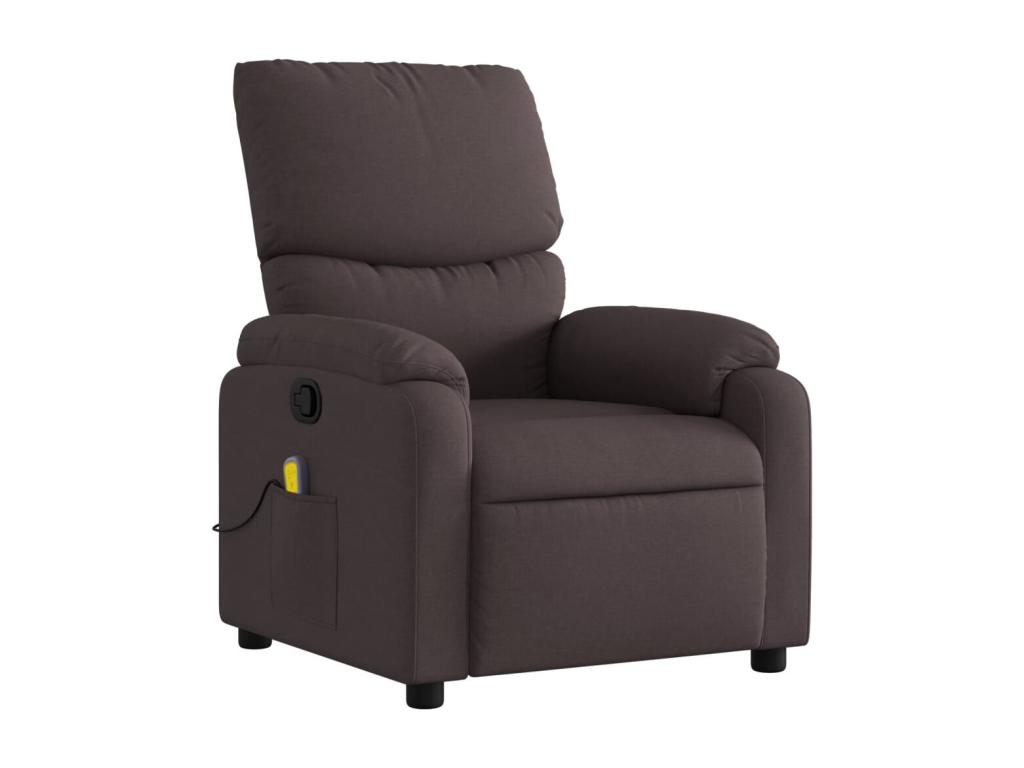 Sillón de masaje reclinable de tela marrón oscuro