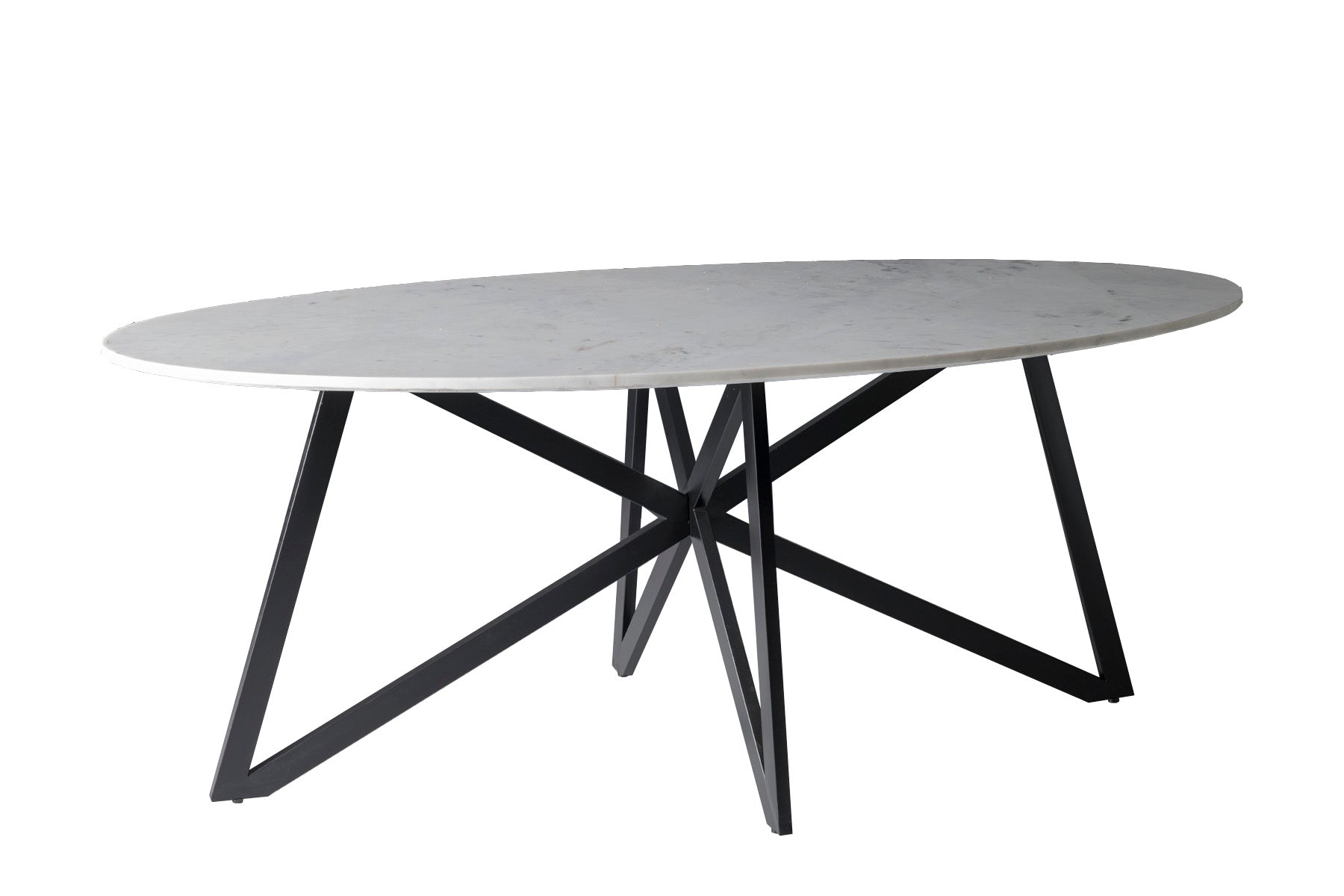 Livingfurn - Eetkamertafel DT- Marble Oval Web White 200cm - Marmer