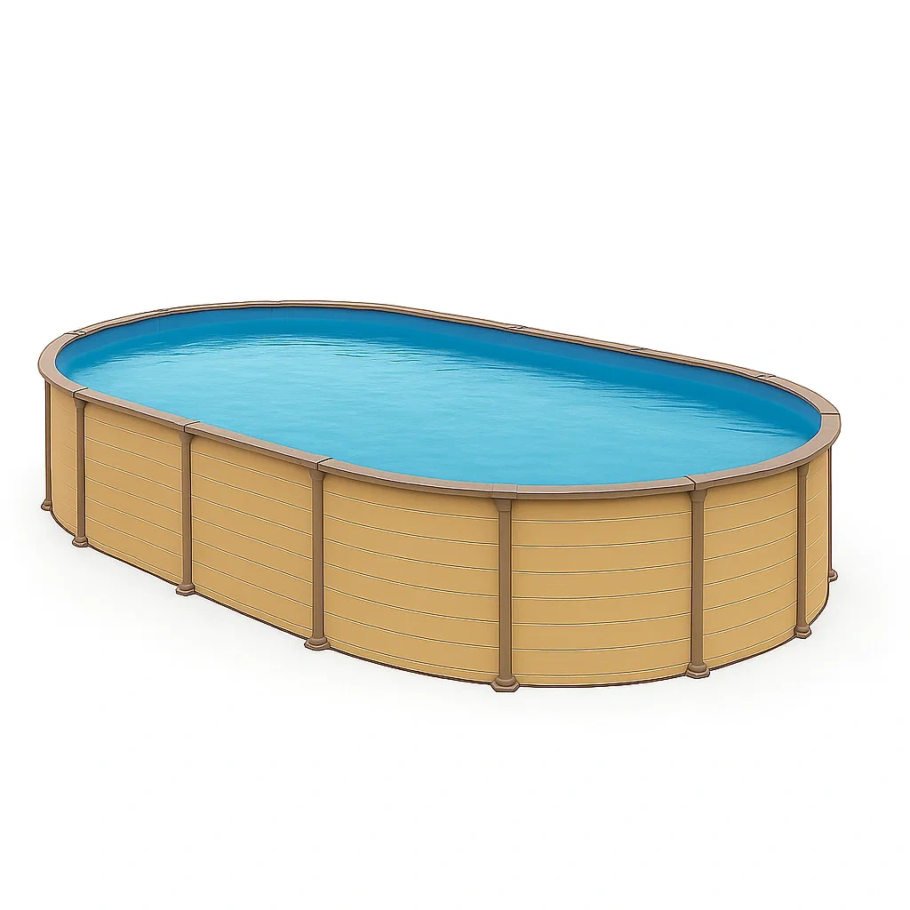 Piscina tubular ovalada desmontable con estructura de acero 418x243x98 cm beige/azul  qUMRAJP125Do