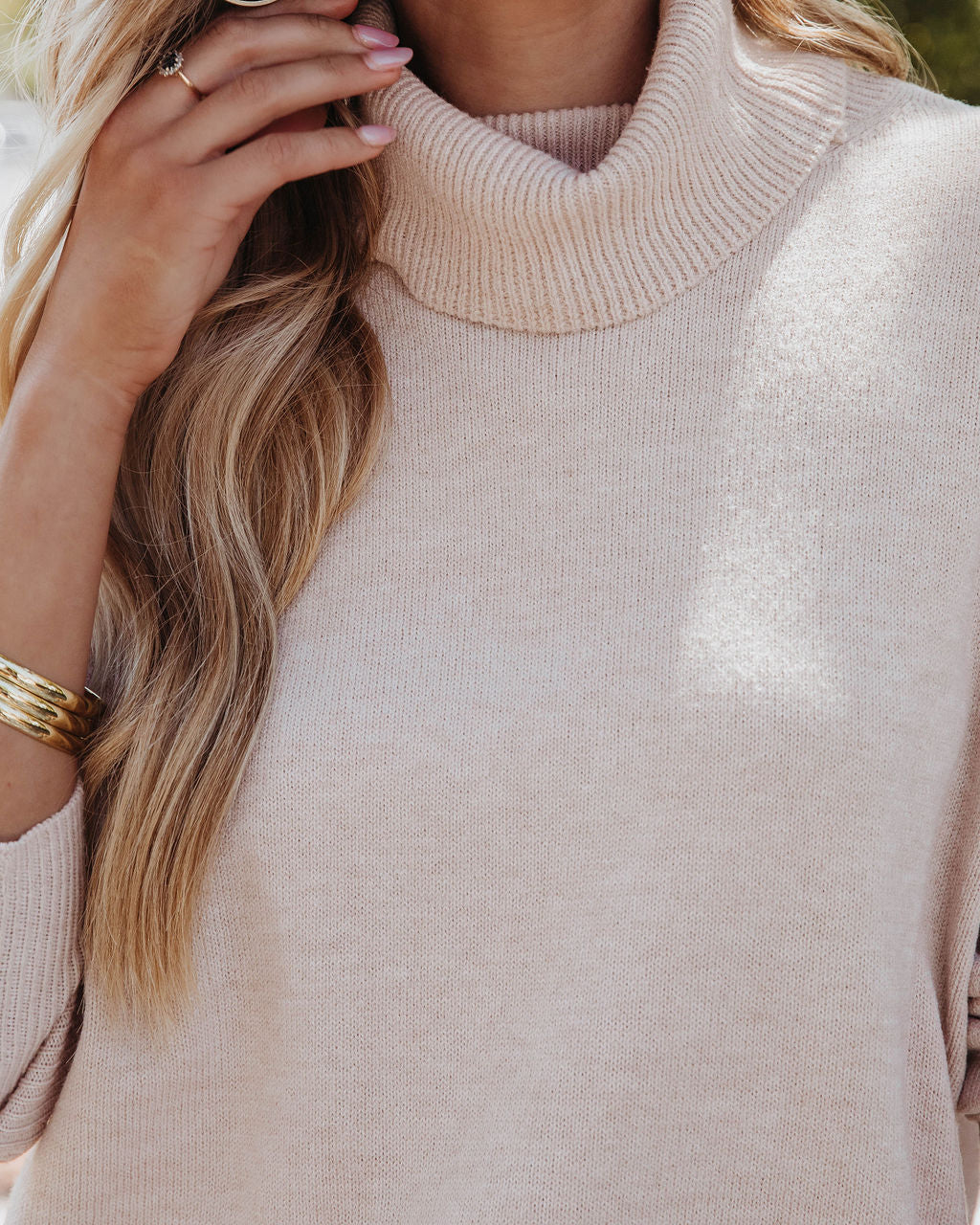 Faith Turtleneck Knit Sweater - Beige - Se7enfashion