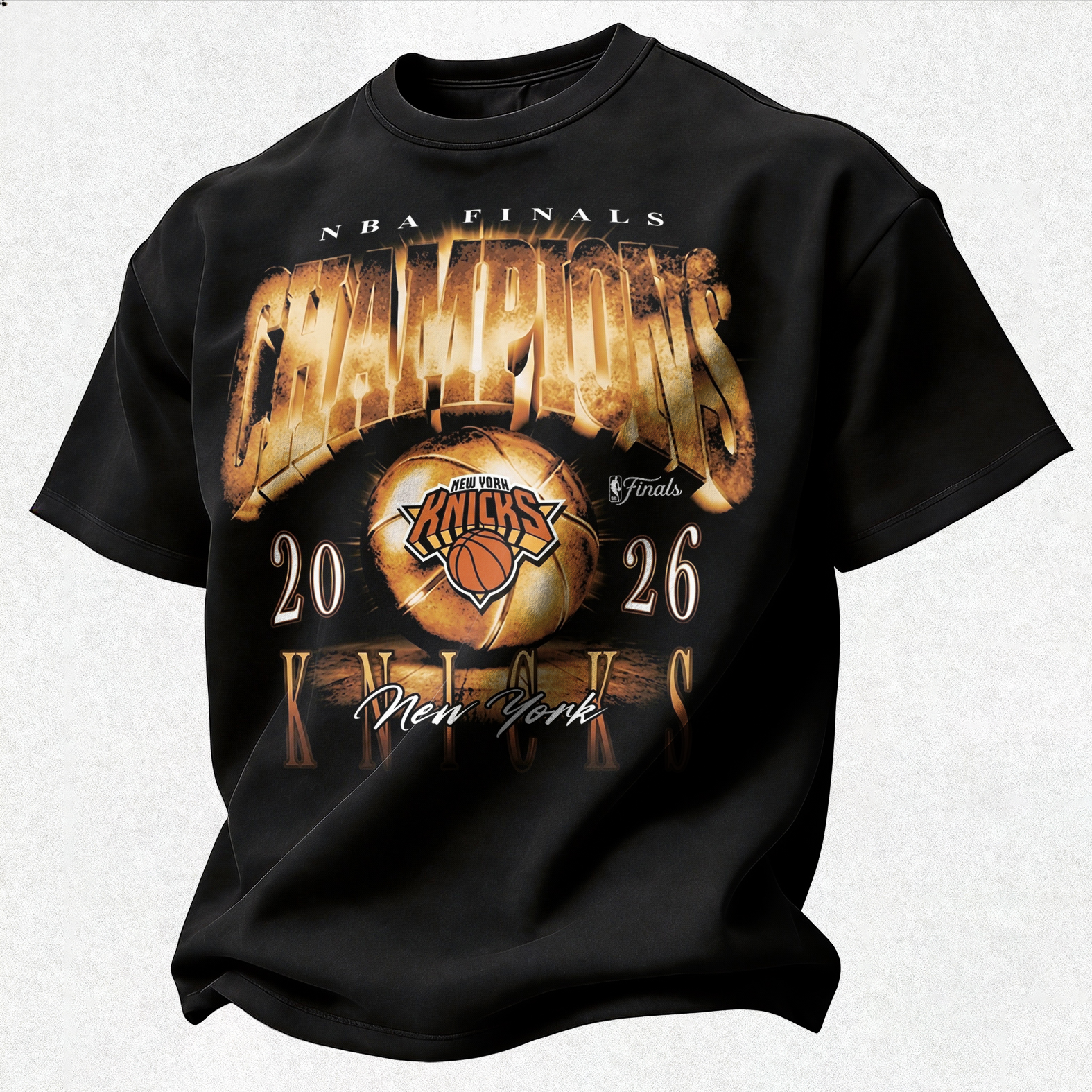 Retro Basketball Champions 2026 Typography Printed Unisex Oversized T-shirt