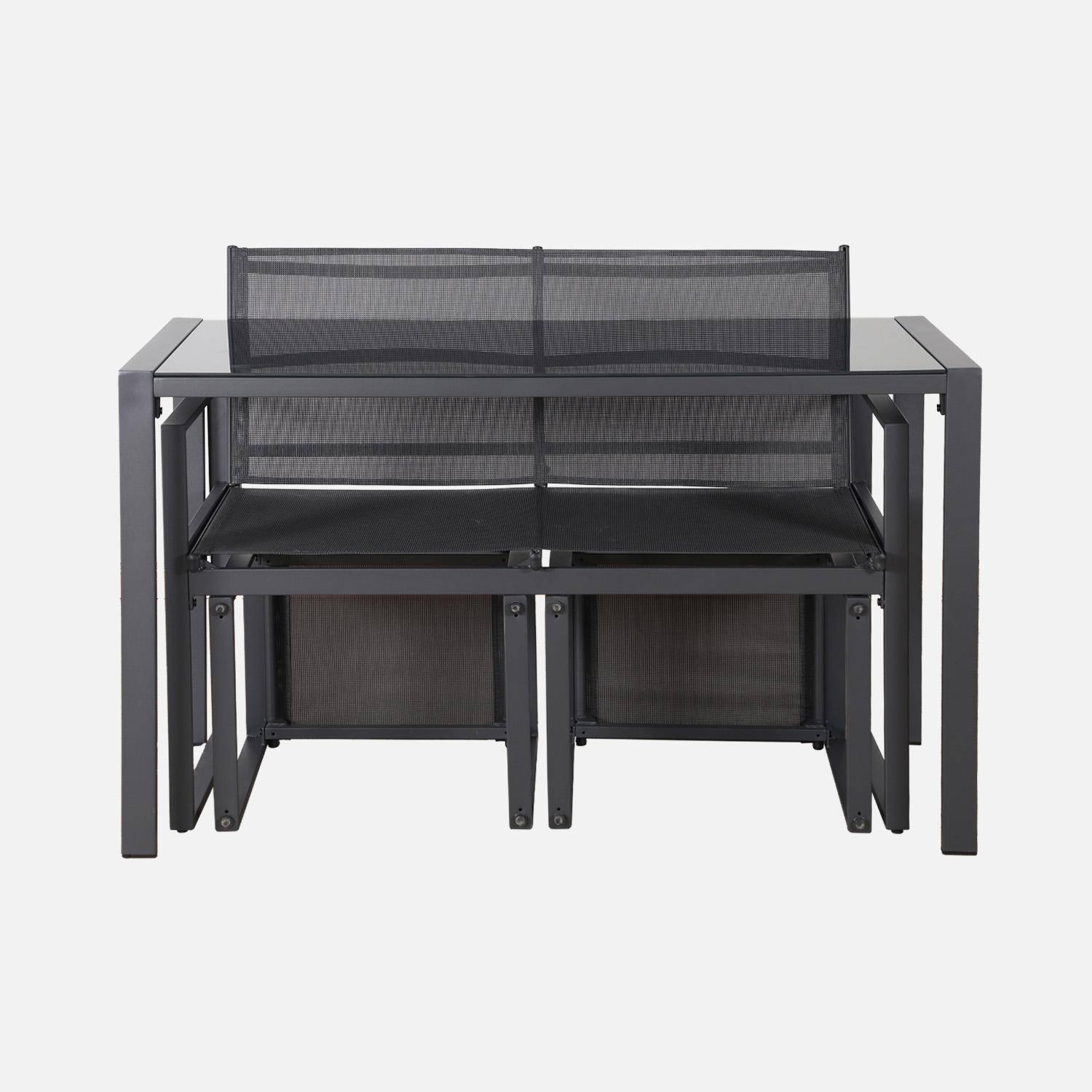 Tavena - Conjunto de mesa de jardín encastrable, 4 plazas